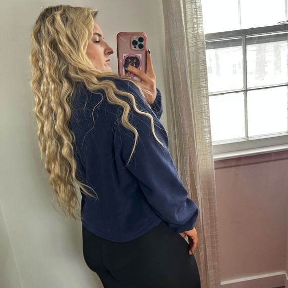 Fabletics Navy Fleece Jacket Small Oversized - Picture 9 of 11